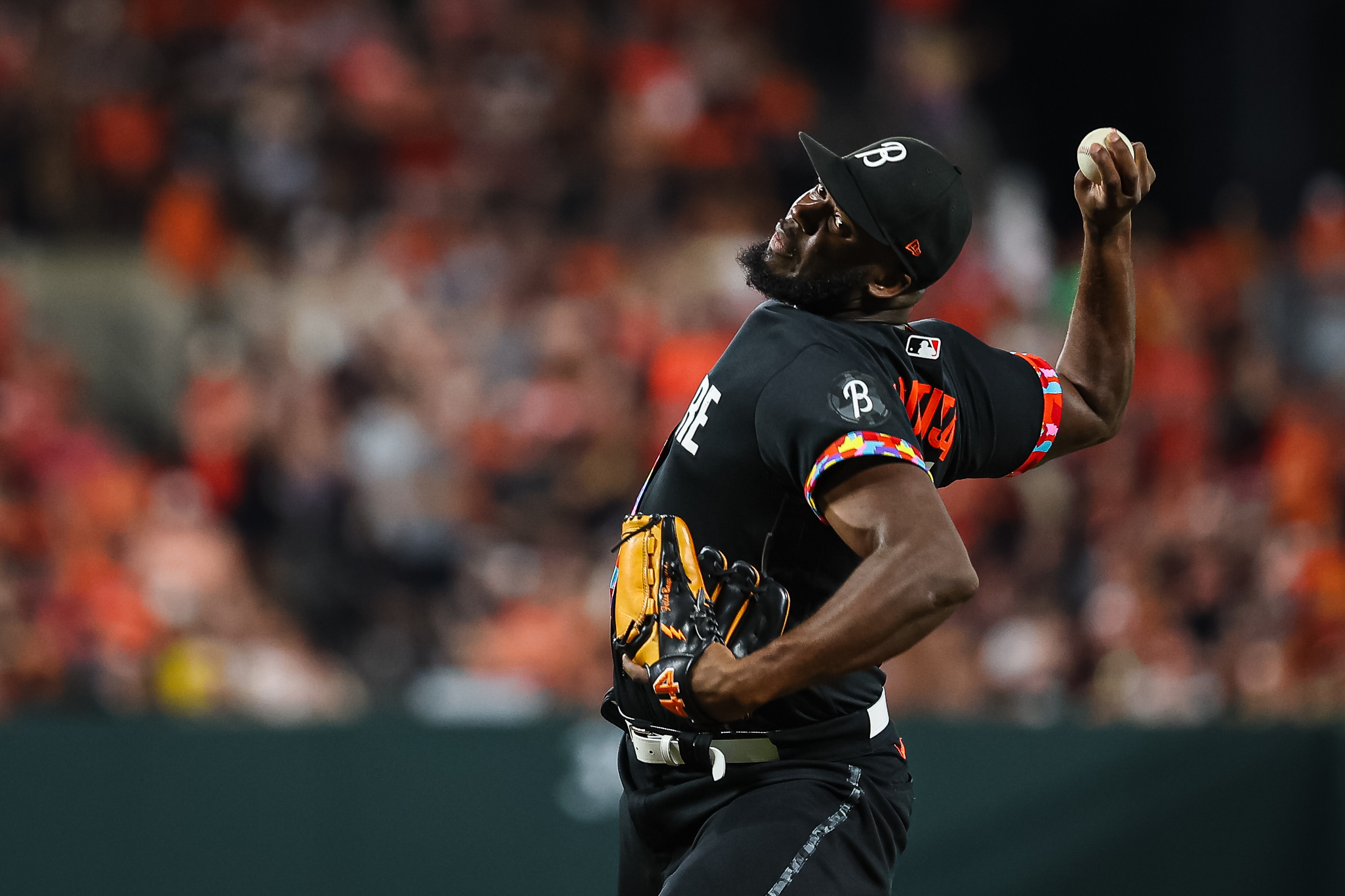 BALTIMORE, MD - AUGUST 25: Felix Bautista #74 of the Baltimore Orioles pitches against the Colorado Rockies during the ninth inning at Oriole Park at Camden Yards on August 25, 2023 in Baltimore, Maryland. (Photo by Scott Taetsch/Getty Images)