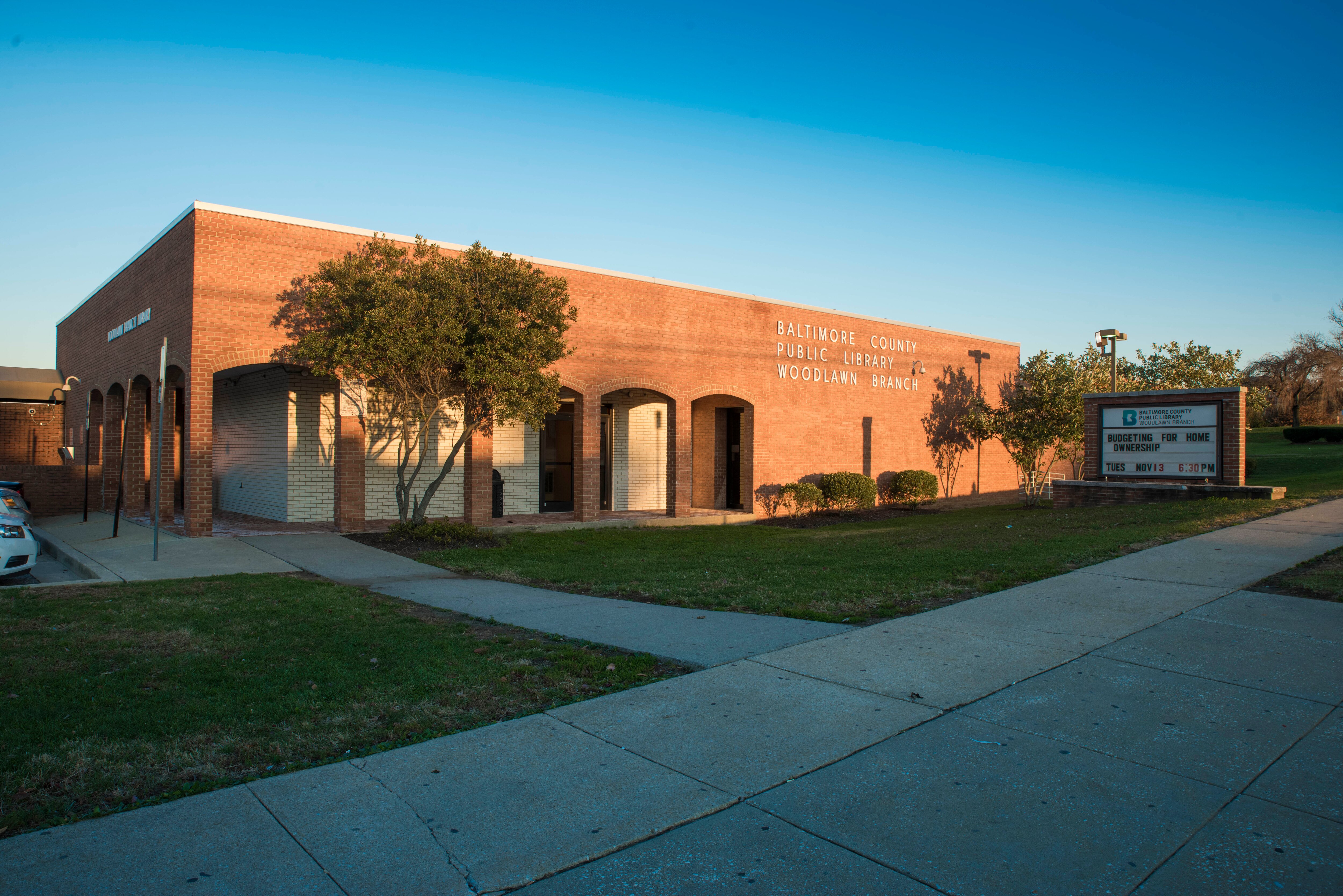 The Woodlawn branch of the Baltimore County Public Library. The branch is closing later in September for a large renovation.