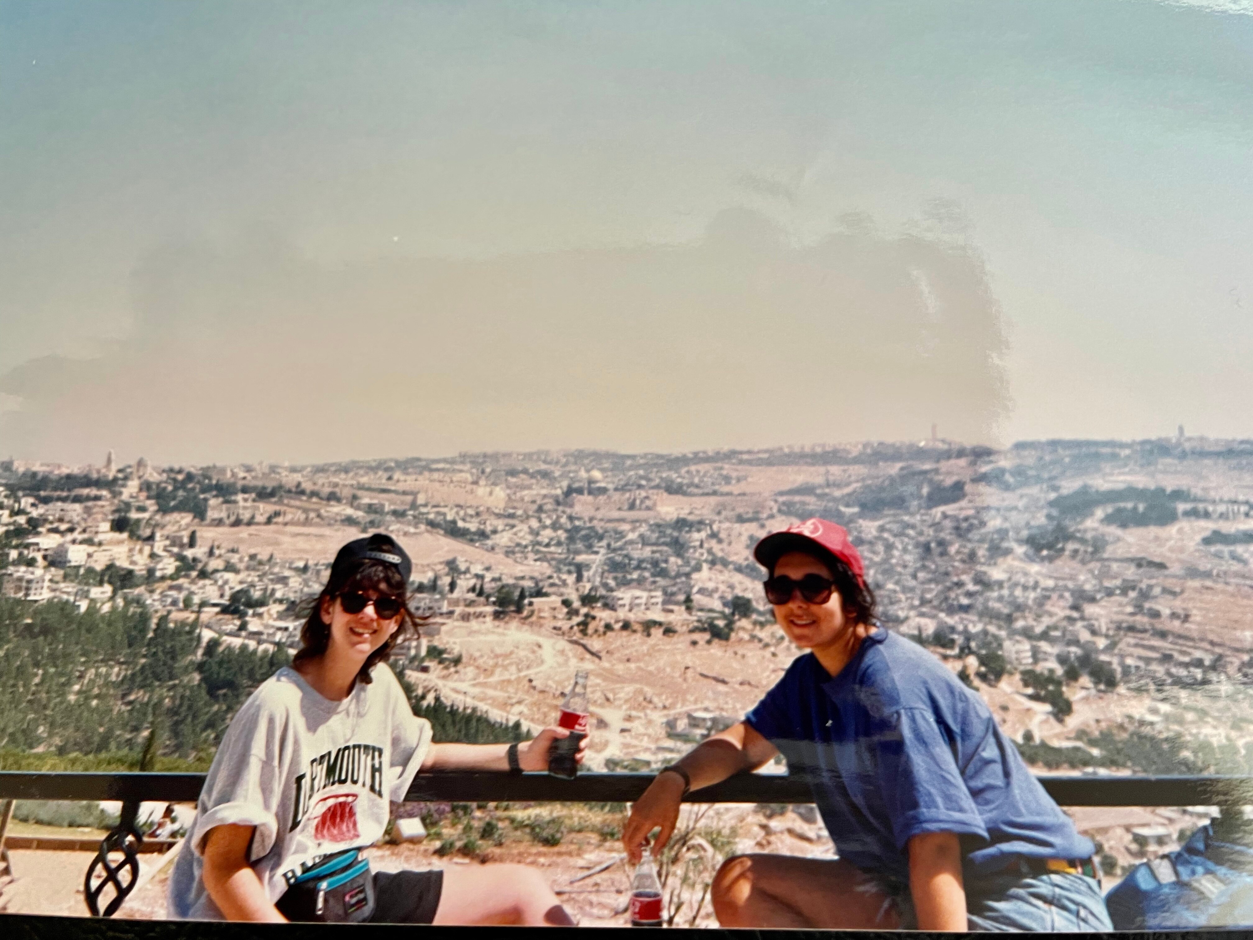 Rona Kobell (right), during her time as a student at Hebrew University, is shown with a co-counselor while leading a tour of American teenagers through Israel in 1992.