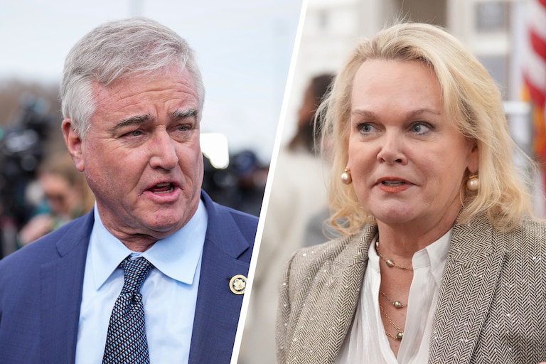 Rep. David Trone, left, in 2024; Rep. April McClain Delaney in 2025.