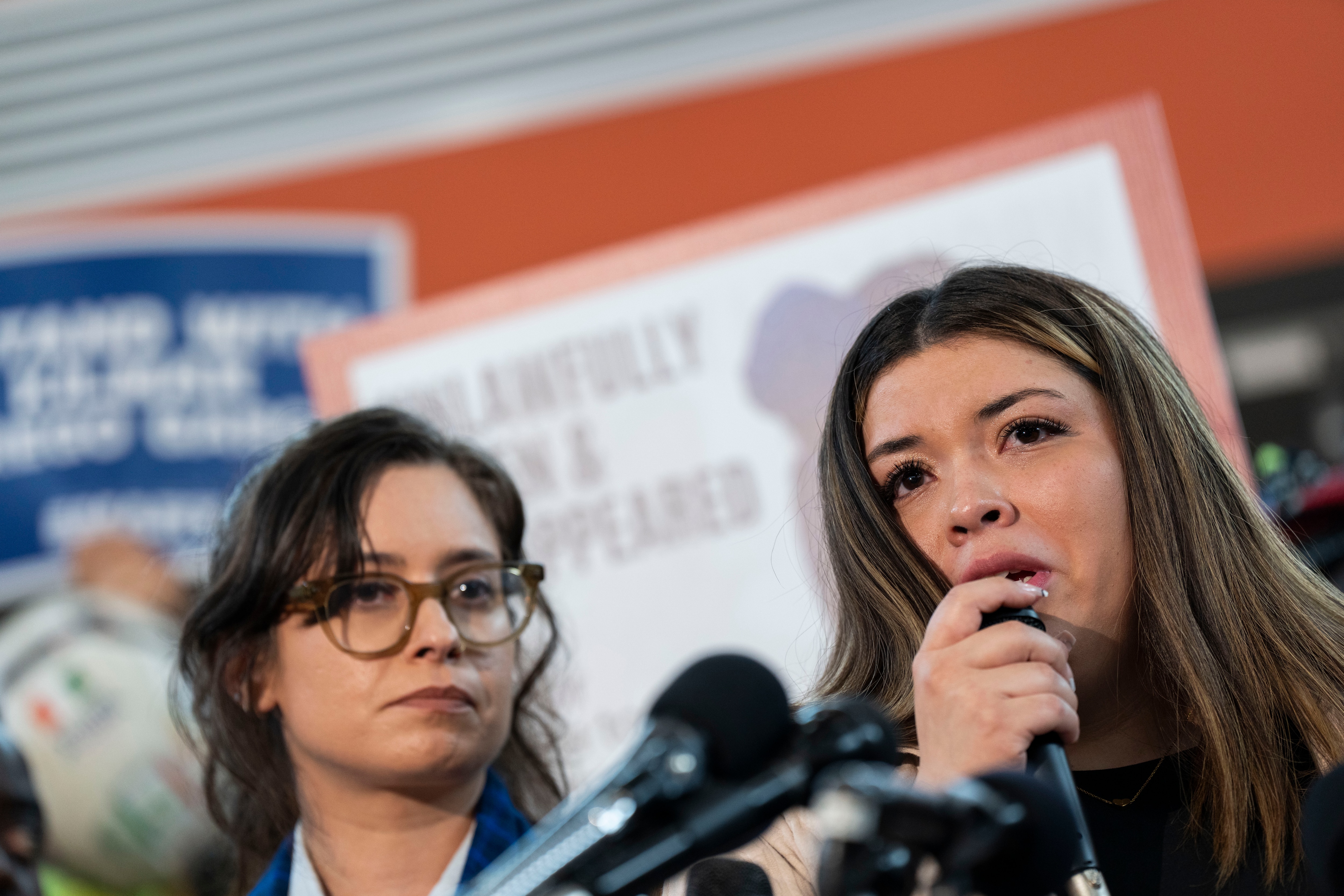Kilmar Armando Abrego Garcia's mother and his wife Jennifer, supported by CASA; his attorney Lucia Curiel and members of his union SMART as well as other community partners held a press conference and rally to demand his return back home in Maryland on April 4, 2025.