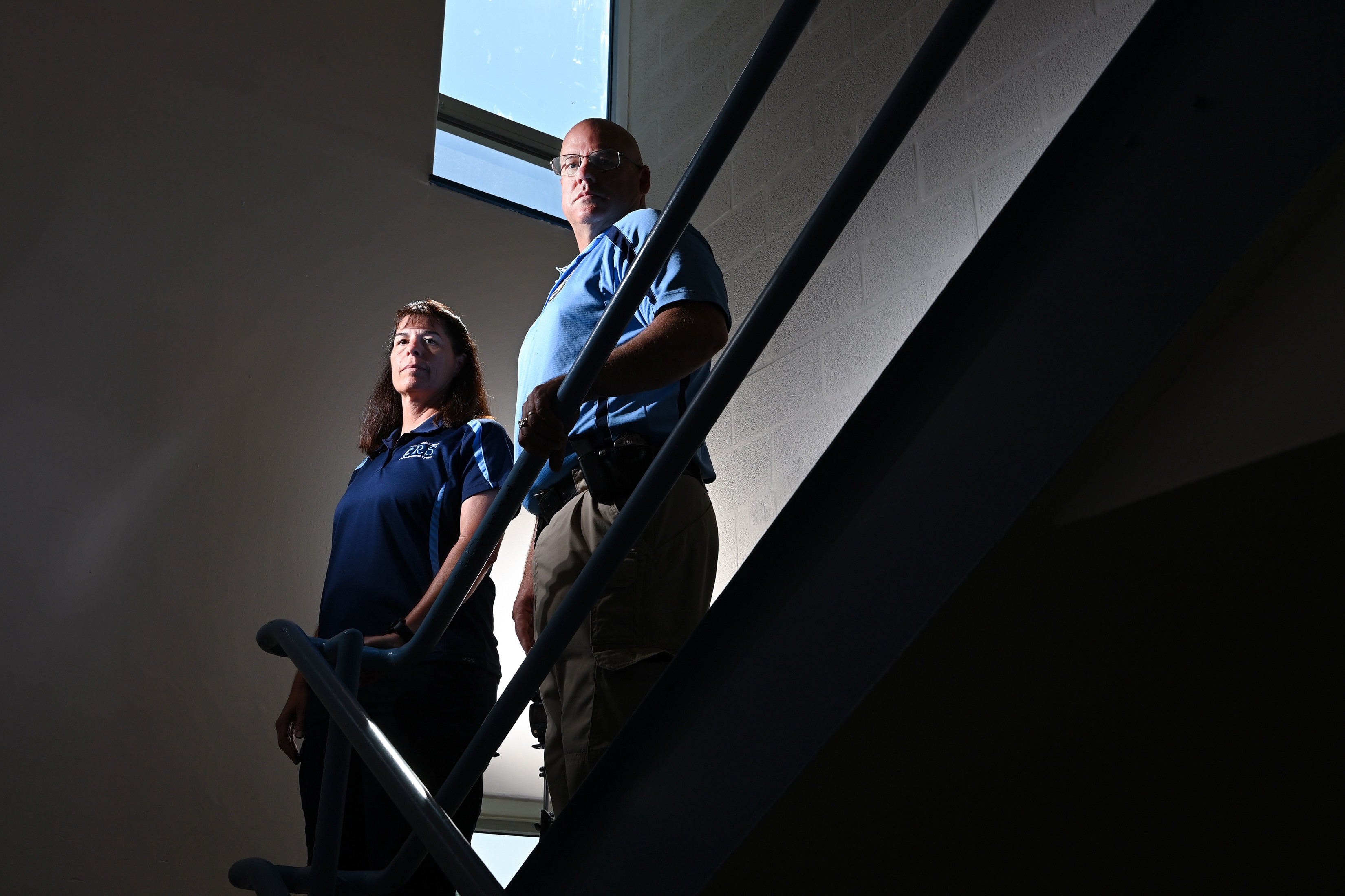 Anne Arundel County Crisis Response Directory, Jennifer Corbin and Anne Arundel County police Lt. Steve Thomas pose for a portrait at Anne Arundel County Police Department on Thursday August 18, 2022 in Millersville, MD.