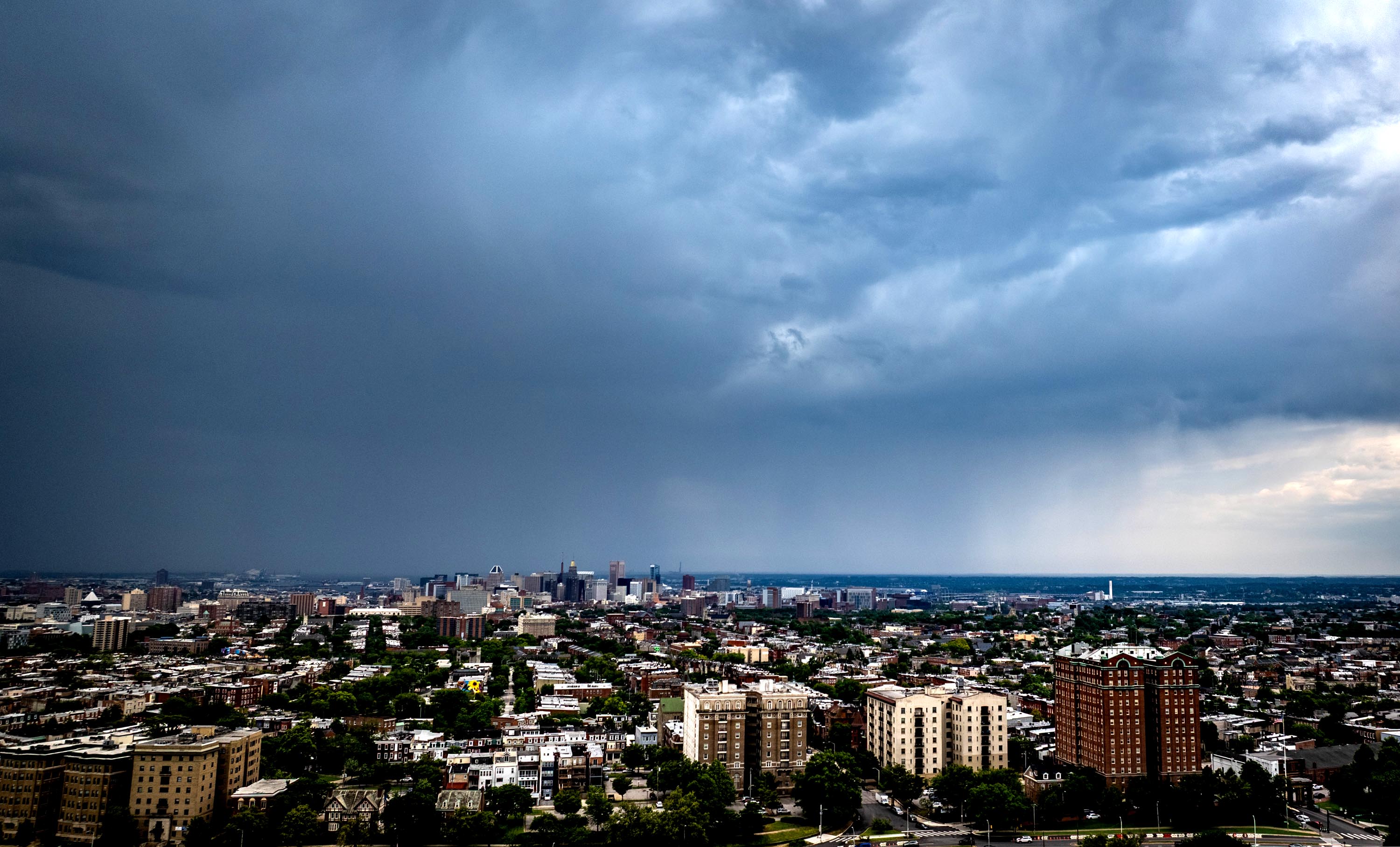 The National Weather Service predicts a 30% chance of scattered showers and thunderstorms in the Baltimore area after 3 p.m. Wednesday.