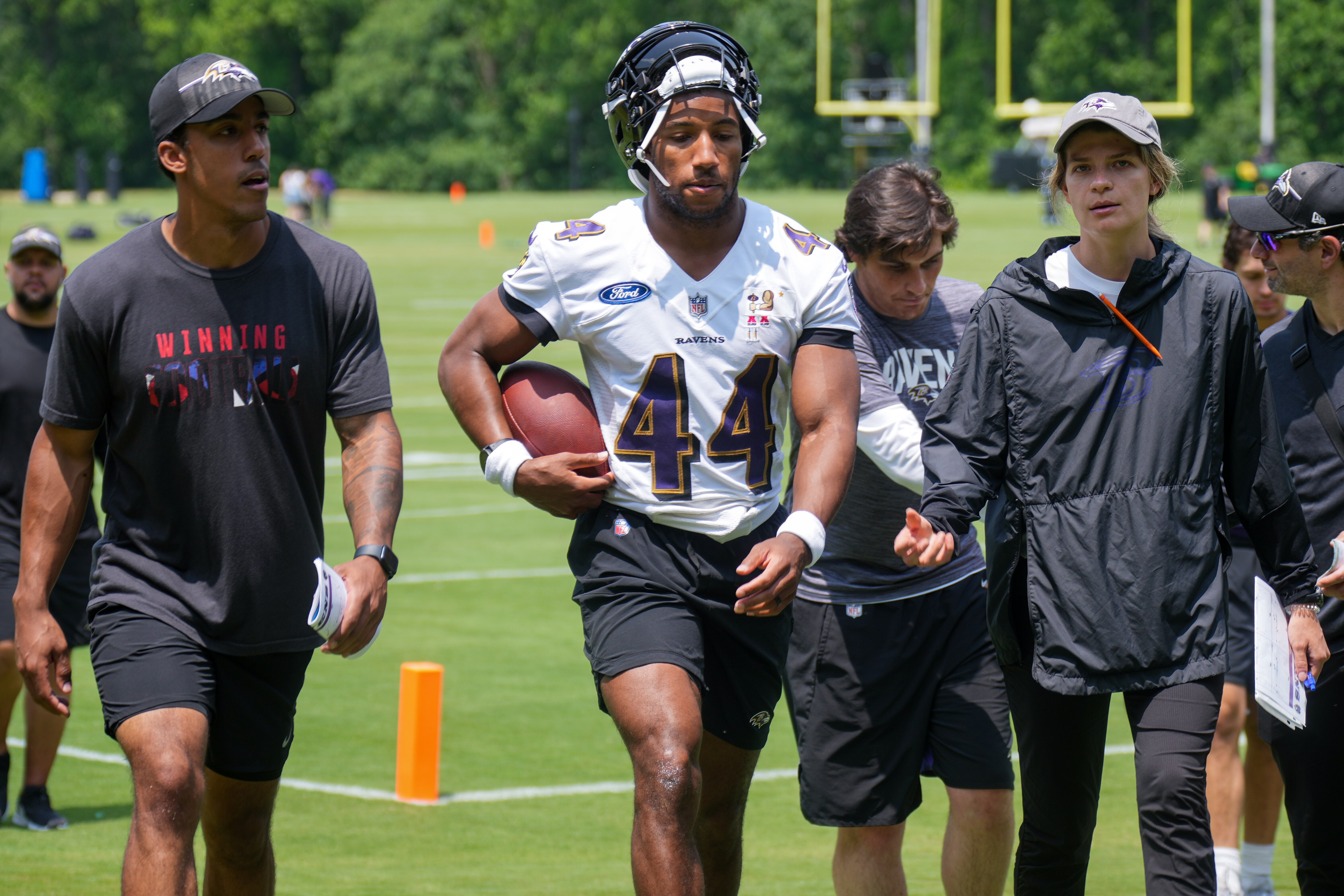 Ravens cornerback Marlon Humphrey, pictured in June, returned to practice for the first time Wednesday since he had surgery on his foot.