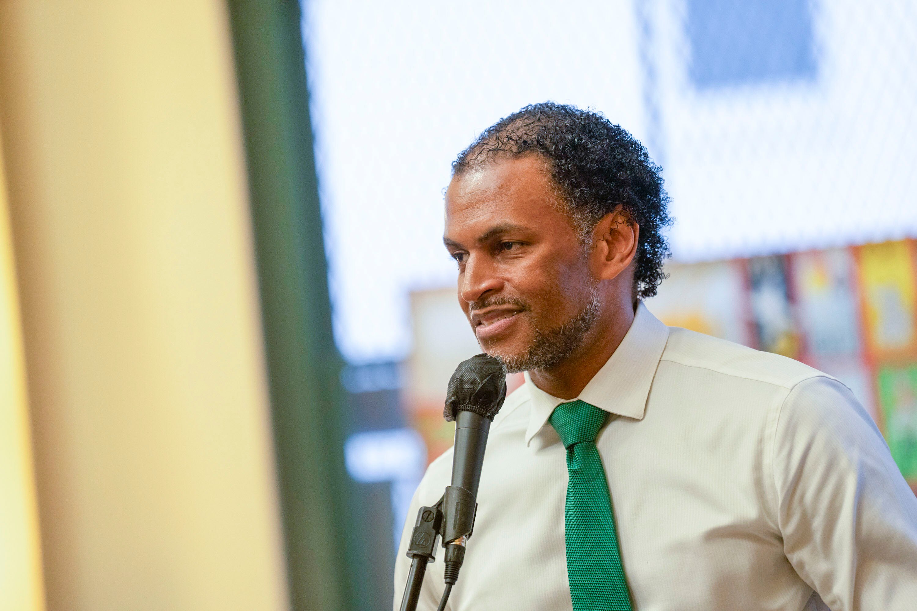 Baltimore school board candidate Brian Robertson drew ire from some opponents and audience members at a candidate forum in Charles Village. 