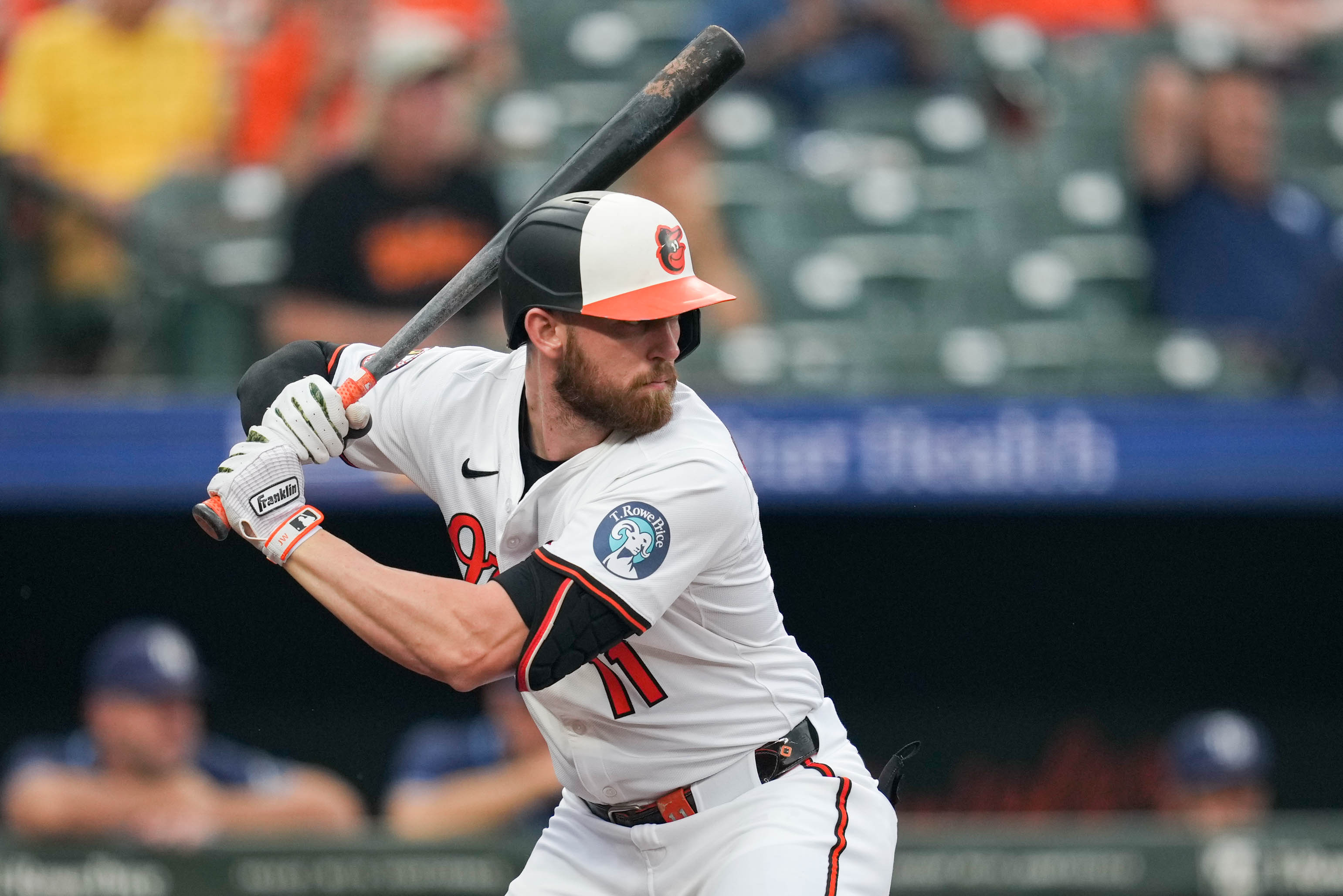 Orioles third baseman Jordan Westburg takes an at-bat during the first inning of a game against the Tampa Bay Rays on Sept. 25, 2025.