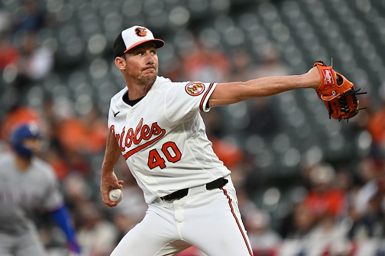 Orioles starter Chris Bassitt pitches in the first inning against the Texas Rangers on March 30.