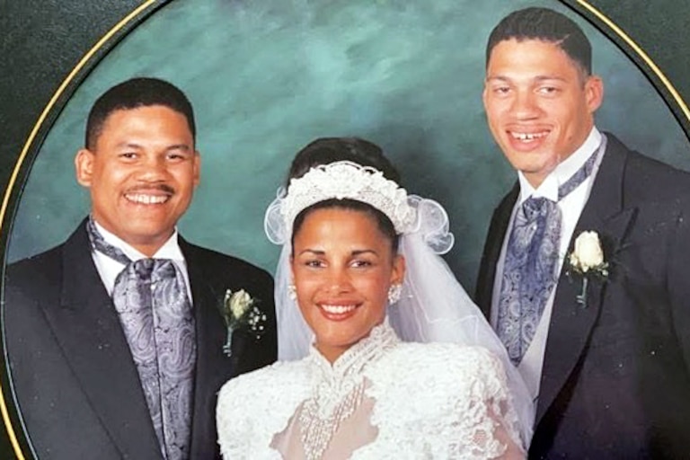 Terri Royster on her wedding day, alongside her two brothers. From left, Joseph Hunter, Terri Royster and George Hunter III.