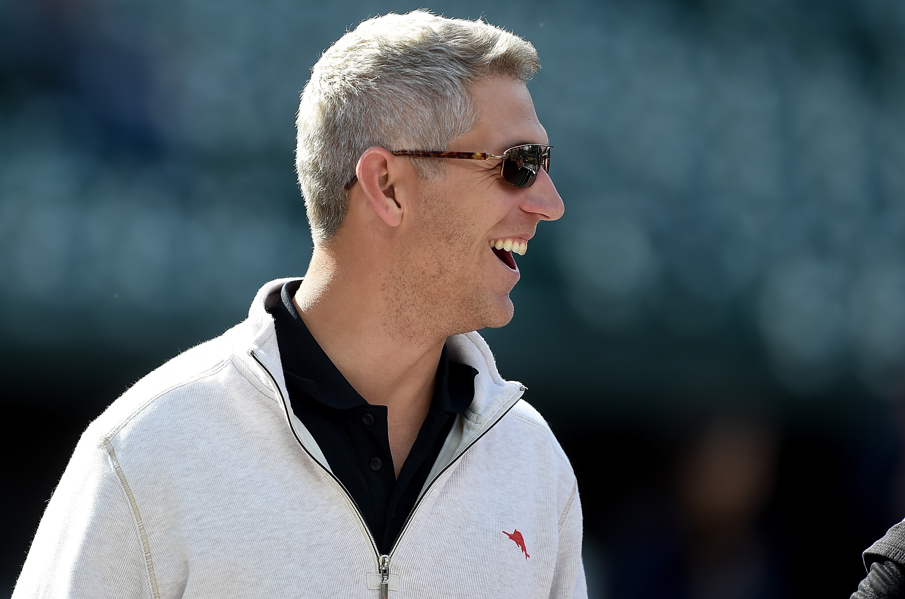 BALTIMORE, MD - MAY 22:  General Manager Mike Elias of the Baltimore Orioles watches batting practice before the game against the New York Yankees at Oriole Park at Camden Yards on May 22, 2019 in Baltimore, Maryland.  (Photo by Greg Fiume/Getty Images)