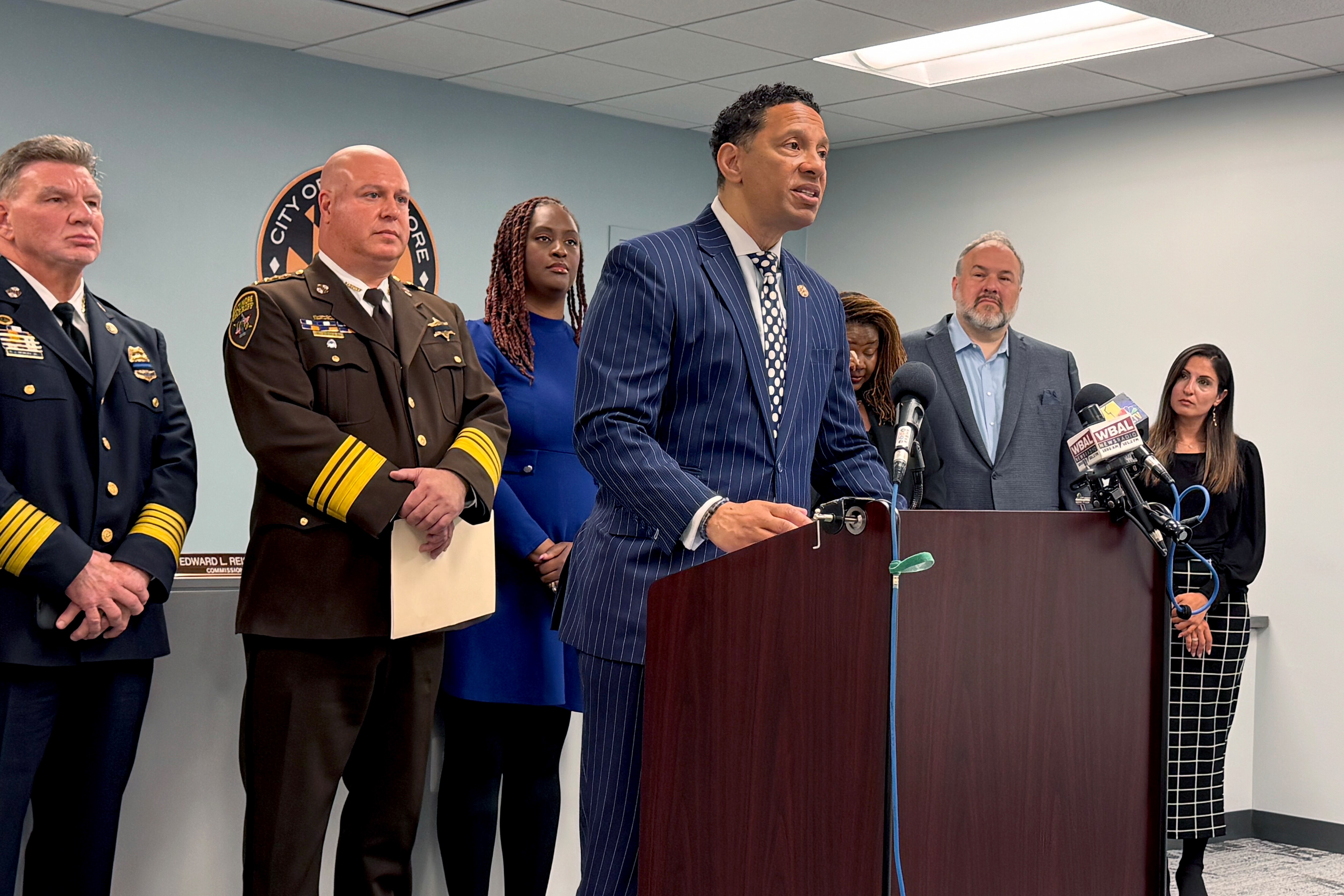 Baltimore City State's Attorney Ivan Bates calls for greater accountability in enforcing  the rules of the city's liquor board at a press conference on Wednesday, May 28, 2025.