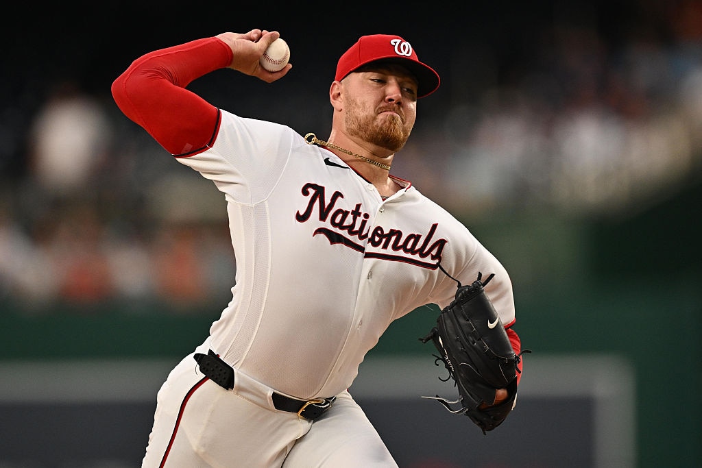 Washington Nationals right-hander Cade Cavalli pitches in the first inning against the Toronto Blue Jays.