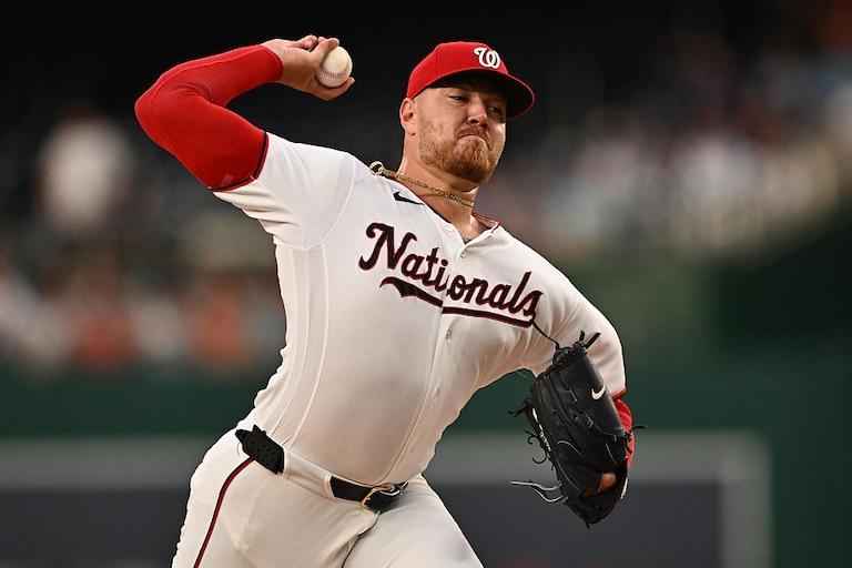 Washington Nationals right-hander Cade Cavalli pitches in the first inning against the Toronto Blue Jays.