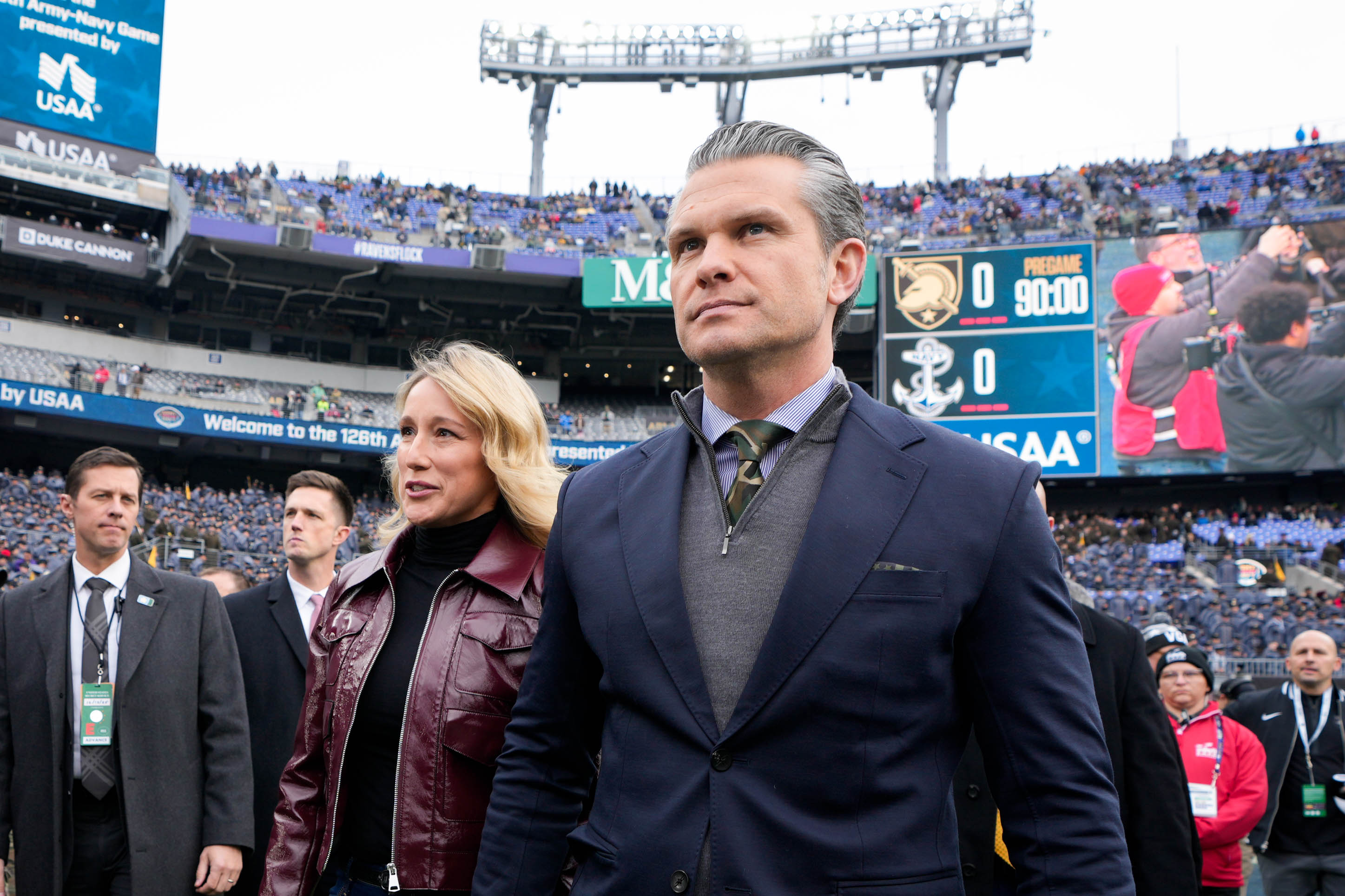 Defense Secretary Pete Hegseth during the Army-Navy football game in Baltimore last year.  