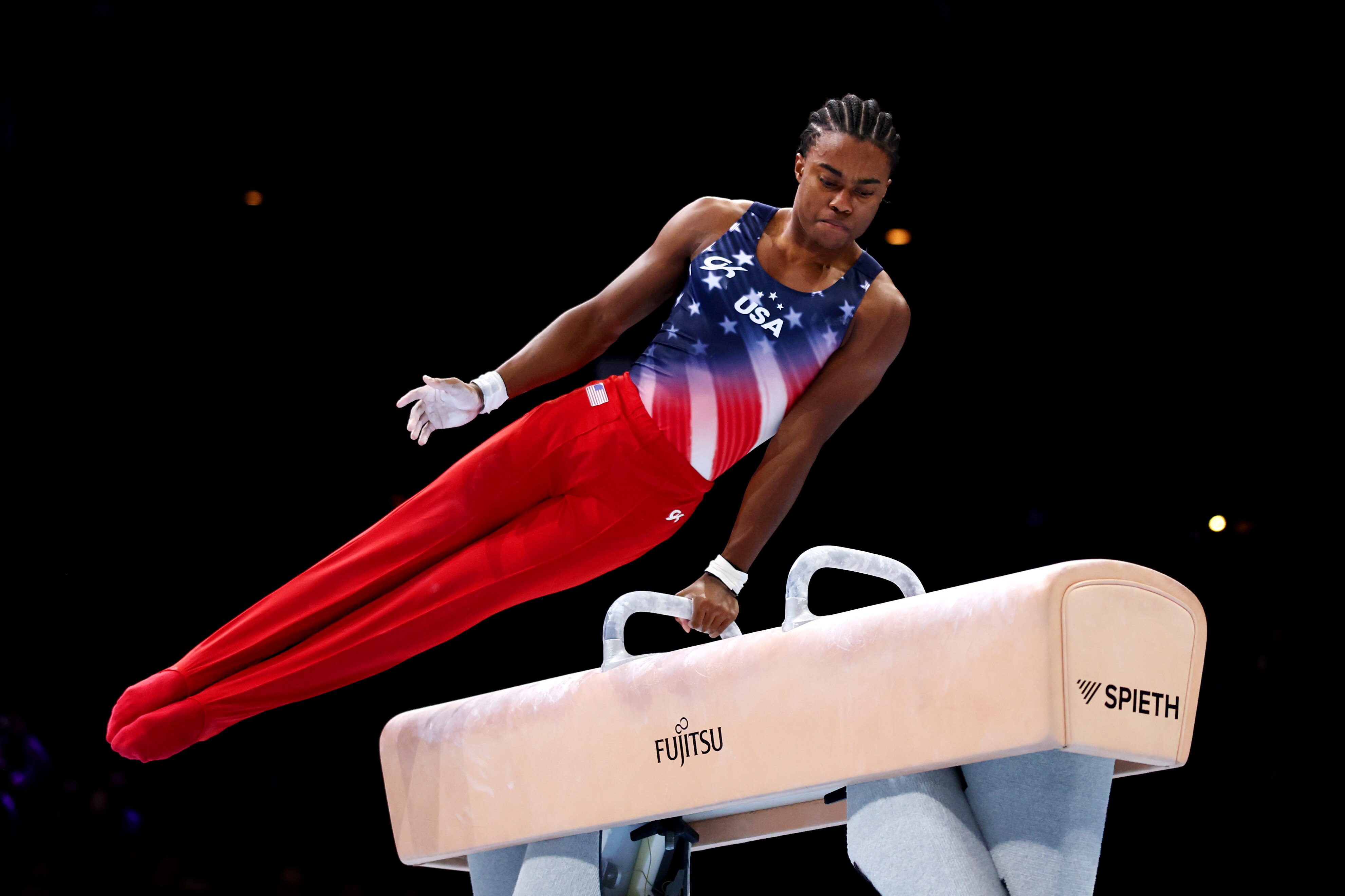 Khoi Young of Team United States competes during the Men’s Pommel Horse Final on Day Eight of the 2023 Artistic Gymnastics World Championships at Antwerp Sportpaleis on Oct. 7, 2023 in Antwerp, Belgium.