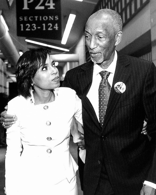 James Alsobrooks walking with his daughter Angela in Upper Marlboro on the day she was inaugurated as Prince George County executive in 2018.