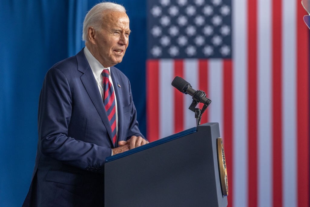 U.S. President Joe Biden addresses attendees at the International African-American Museum on January 19, 2025 in Charleston, South Carolina.