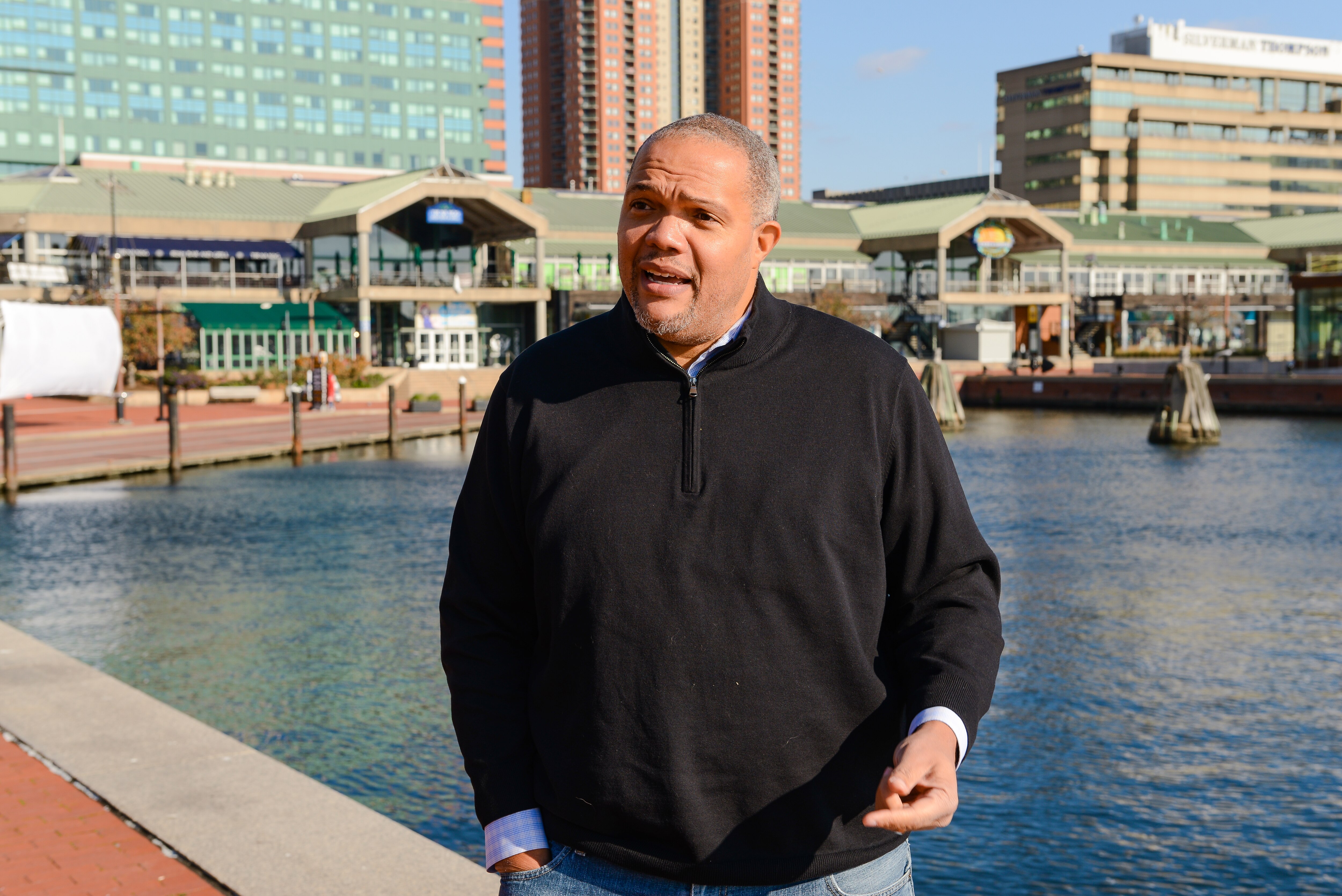 Developer David Bramble leads the project rebuilding Harbor Place in the Inner Harbor, Baltimore, Md., on November 18, 2022.