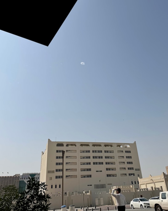 Anjali Sharma says within minutes of taking cover at her hotel in Doha, Qatar, she saw three or four missiles come into the airspace and apparently intercepted by defensive weapons.