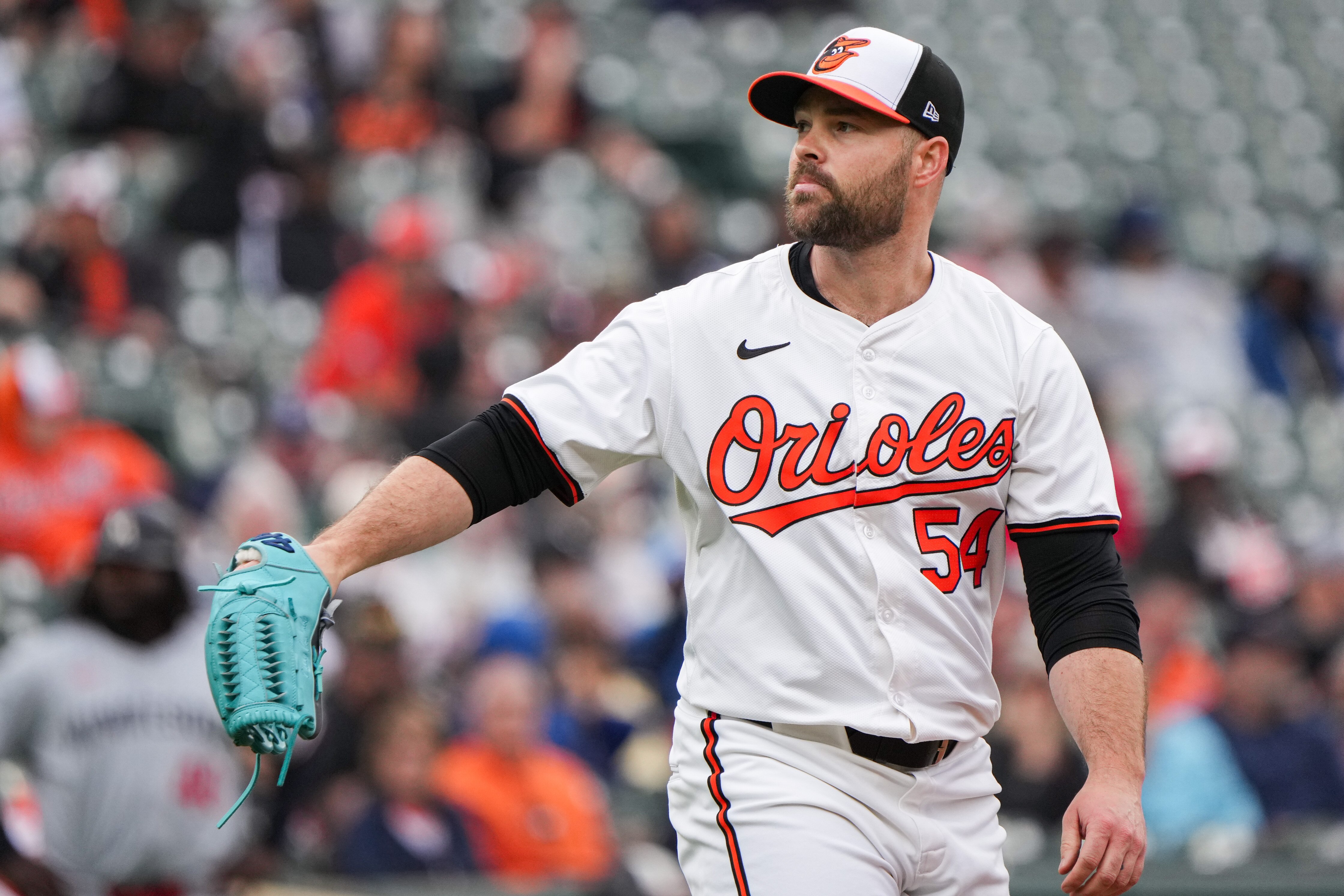 Baltimore Orioles reliever Danny Coulombe (54) pitches against the Minnesota Twins at Camden Yards on April 17.