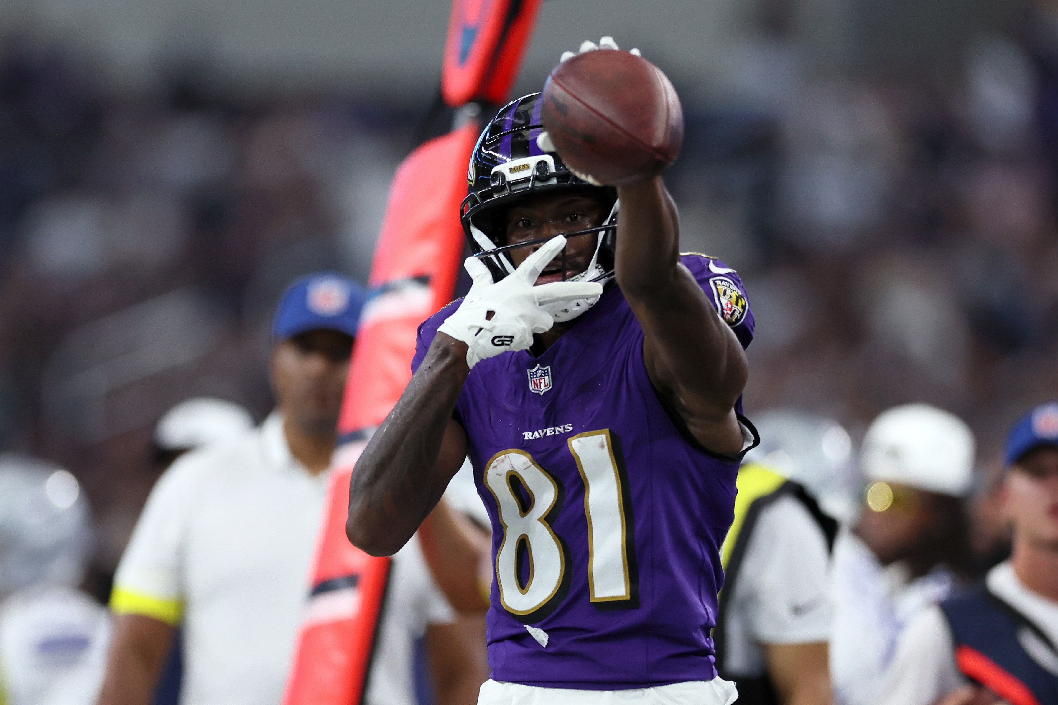Wide receiver Devontez Walker is one of many young Ravens players who looks ready to break out — though his path to playing time is crowded. 