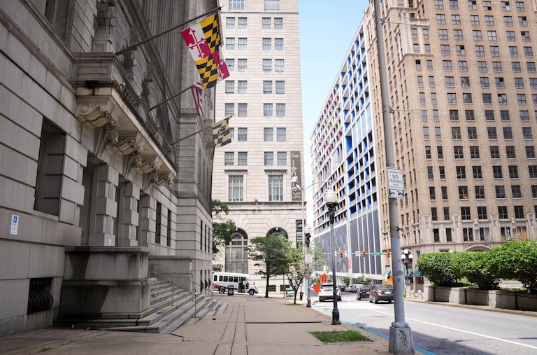 Exterior of the Clarence M. Mitchell, Jr. Courthouse on Calvert Street in Baltimore, Md. on Saturday, July 19, 2025.
