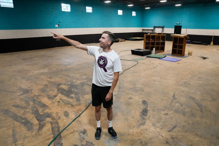Hendrik de Wit, founder of Find Your Finesse, gives a tour of the futsal training center’s new location, currently under construction in Edgemere, Md. on Monday, August 17, 2026. Find Your Finesse is currently located inside of the Eastpoint Mall, which is set to close at the end of August.