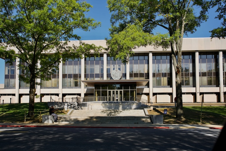 The exterior of the Robert C. Murphy Courts of Appeal building, home of the Maryland Supreme Court, in Annapolis, MD