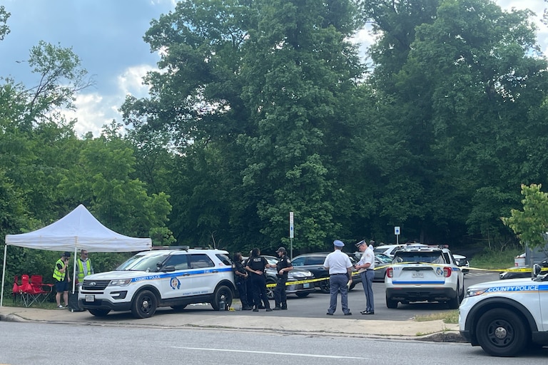 Baltimore County Police respond to a shooting on Milford Road Sunday, June 7, 2026.