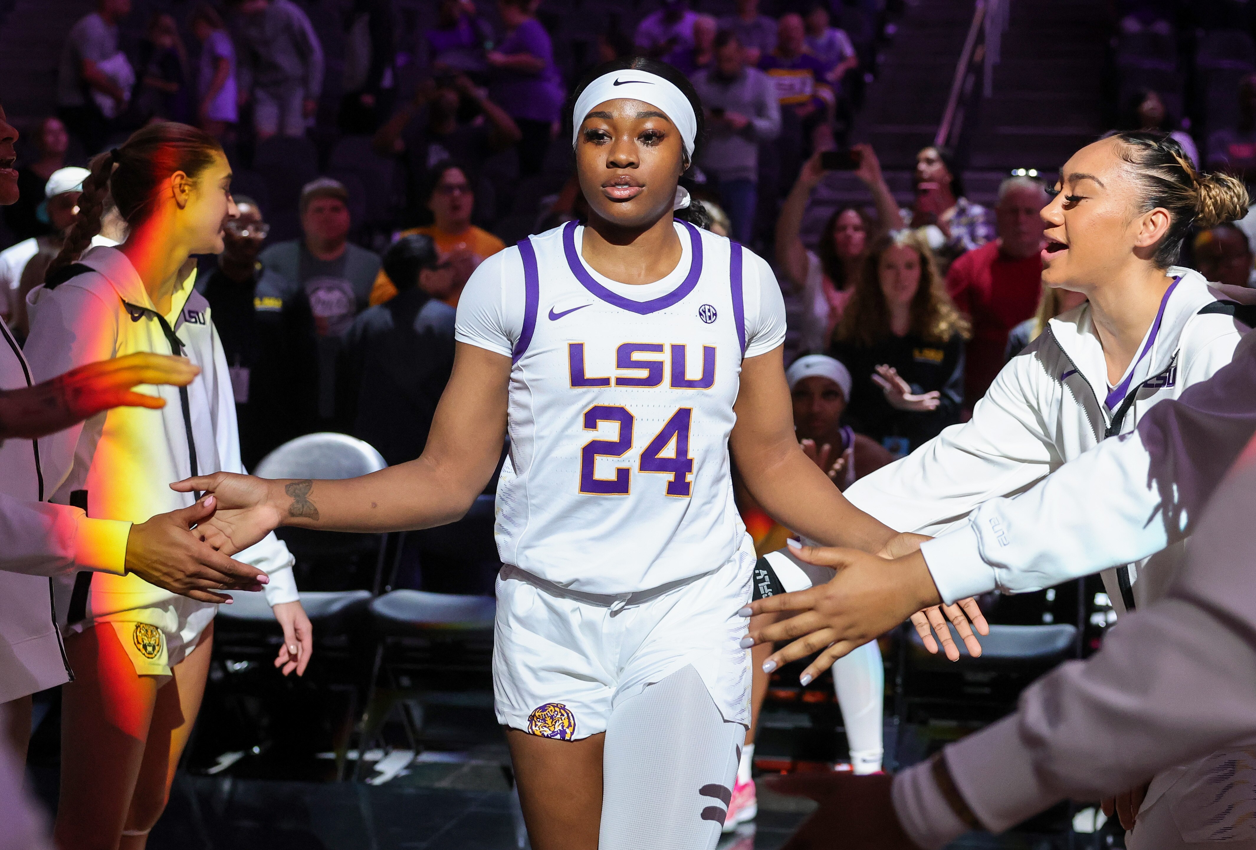 Aneesah Morrow, pictured earlier in the season, had 37 points and 16 rebounds for LSU on Saturday.