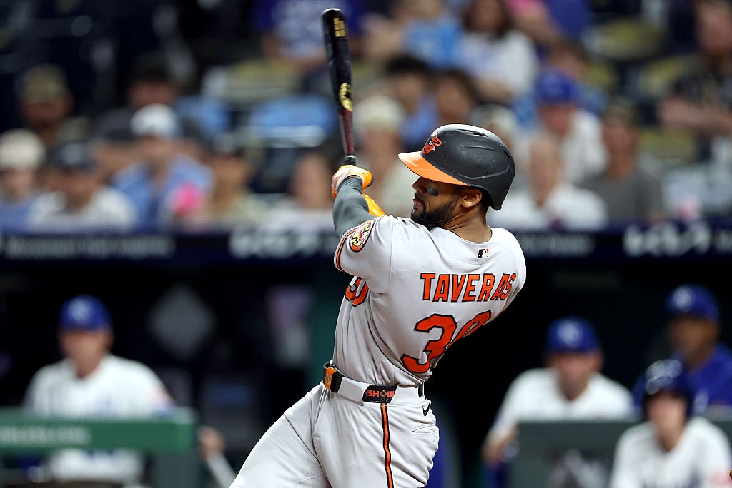 Orioles center fielder Leody Taveras hits a grand slam during the 12th inning.