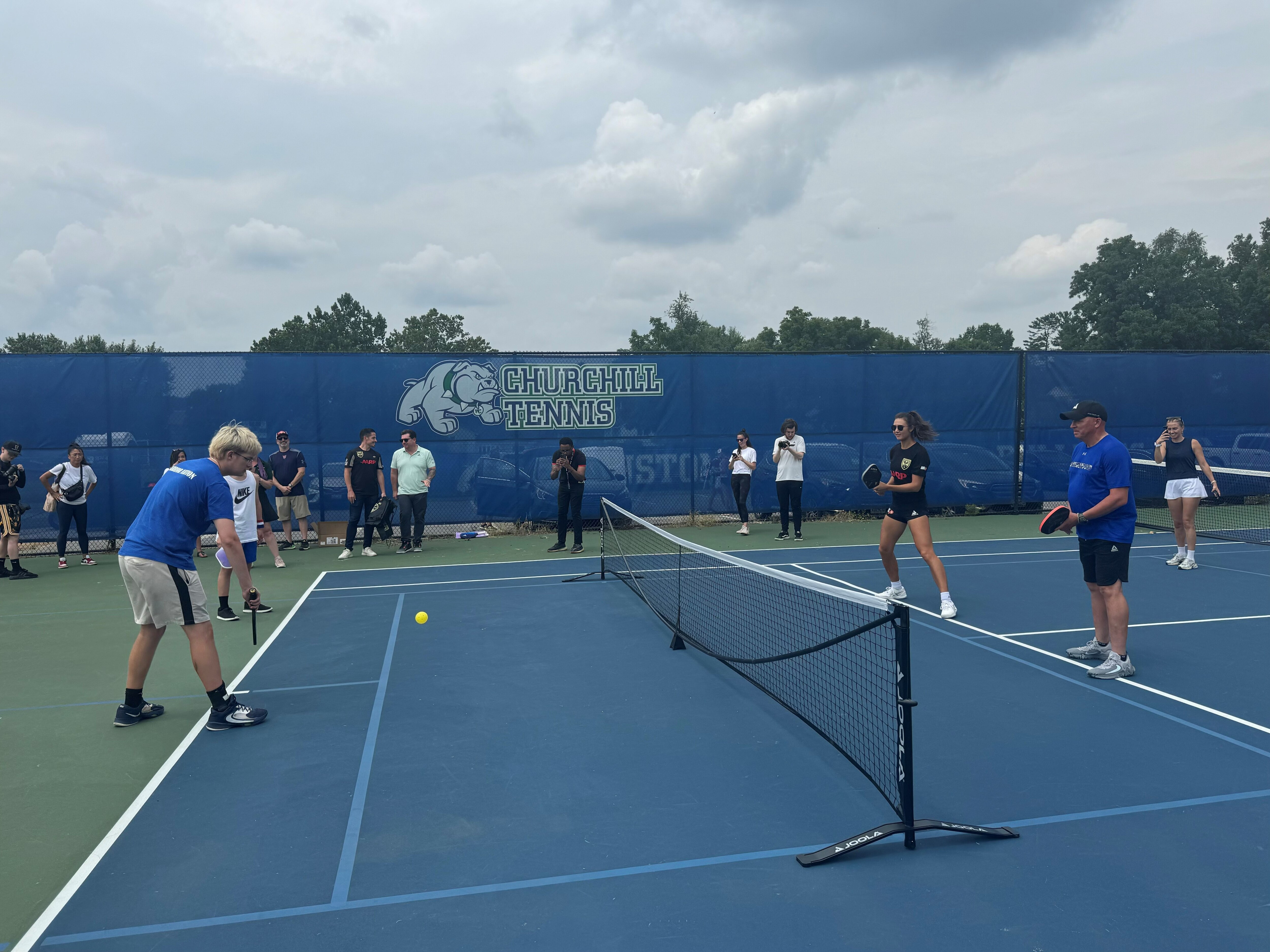 Students at Winston Churchill high school got to play with a member of the DC Pickleball team, Vivian Glozman.