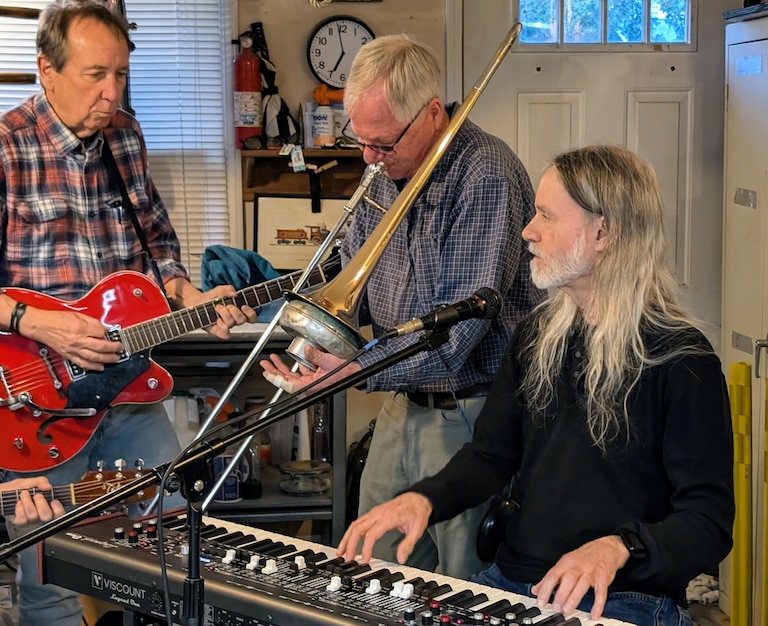 Tom Guay, Andrew Fegley and Mike Lange each bring a different musical background to the Eastport Oyster Boys sound. Starting as the backup band for founding members Keven Brooks and Jeff Holland, they moved to the front of the stage when Holland retired.