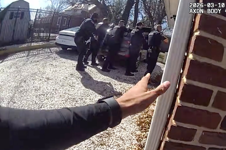 A still from body camera footage shows SWAT officer involved in shooting during an interaction in Park Heights on March 10, 2026.