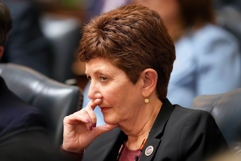 Del. Linda Foley, a Montgomery County Democrat, attends Gov. Wes Moore’s State of the State address in the Maryland State House in Annapolis, Md. on Wednesday, February 5, 2025.