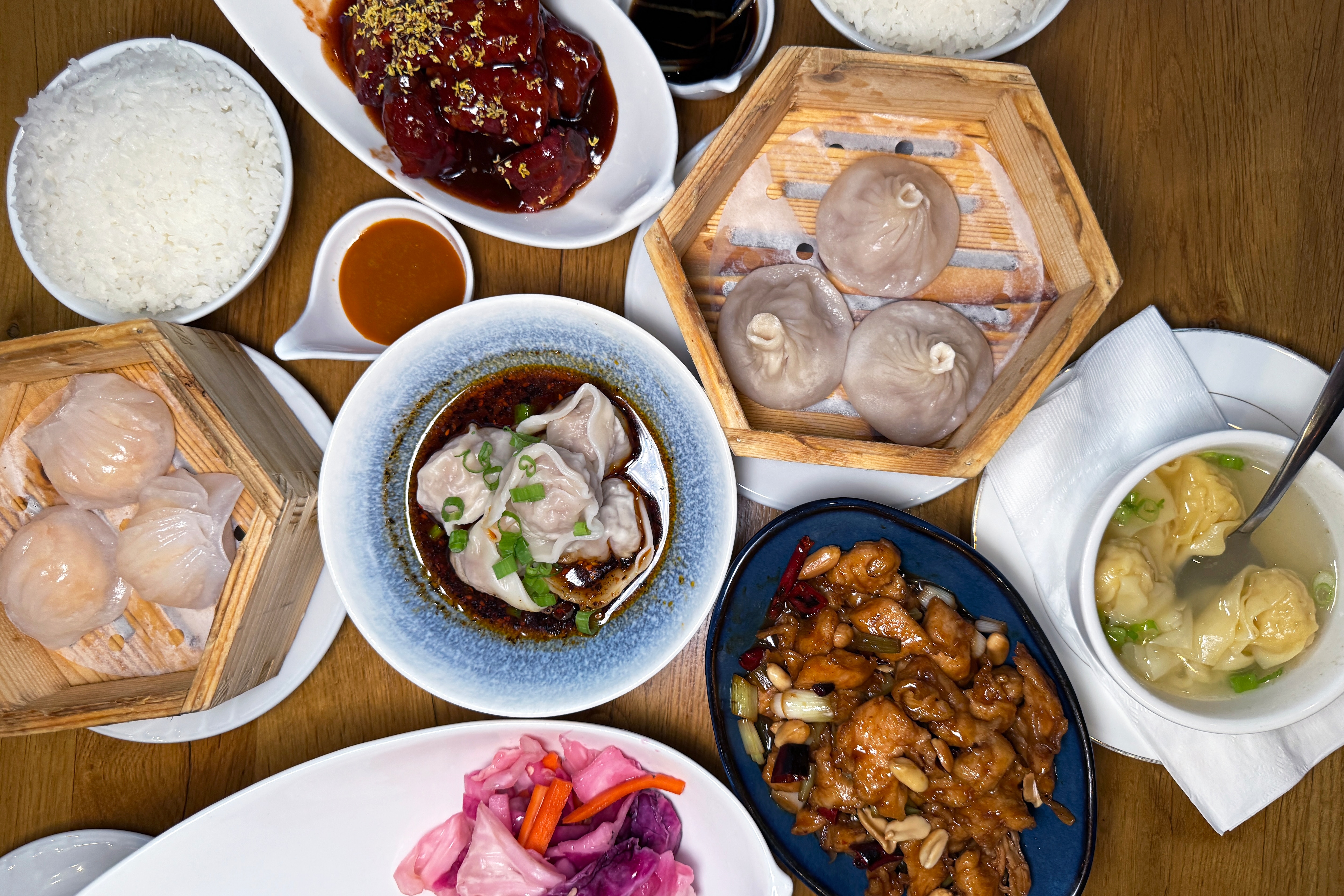 Spread of various dumplings at Lao Sze Chuan.