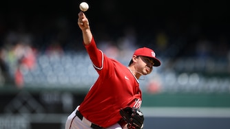 Washington Nationals pitcher Riley Cornelio throws during the first inning of a baseball game against the Los Angeles Angels, Sunday, Sept. 13, 2026, in Washington.