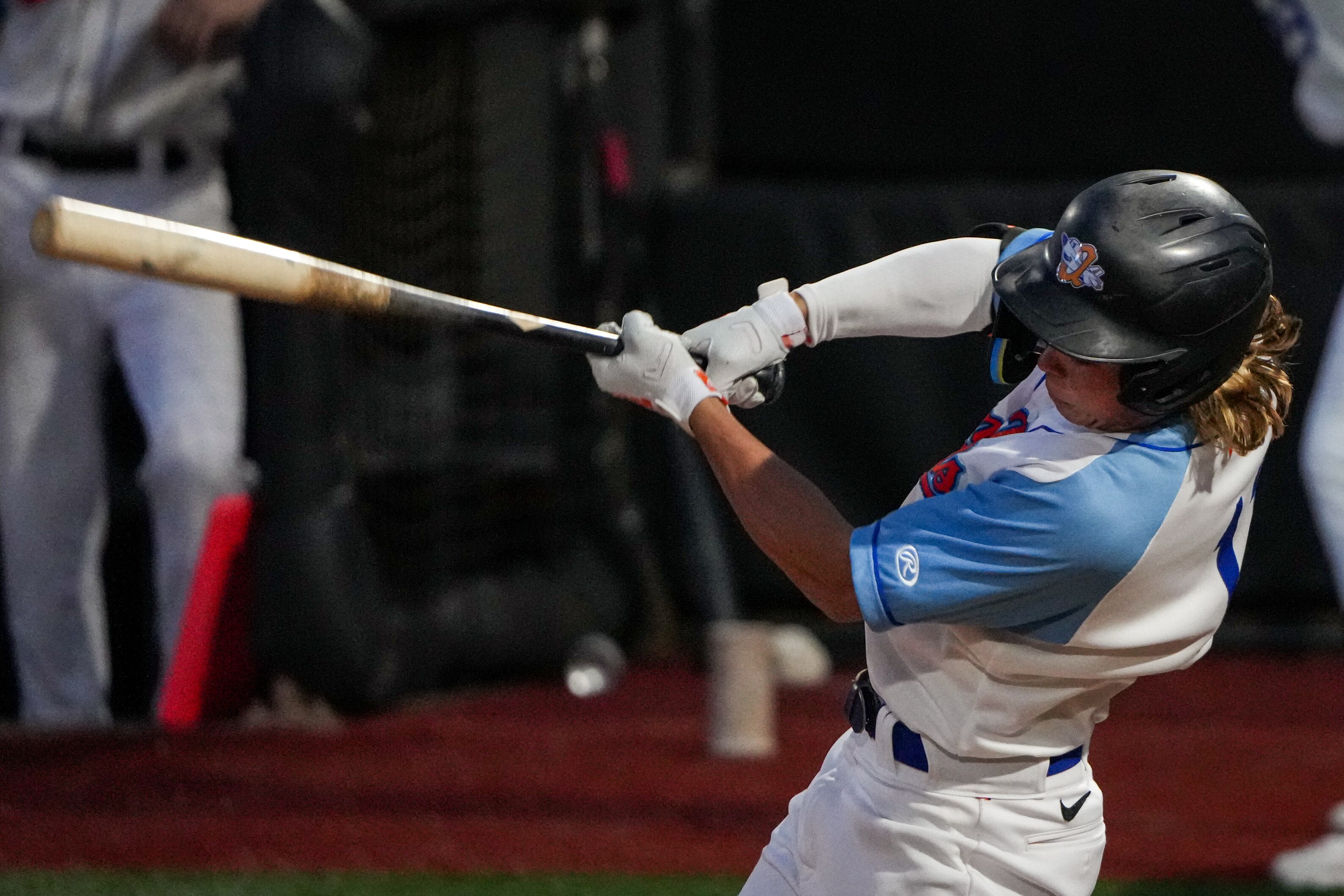 Aberdeen IronBirds shortstop Jackson Holliday (11) swings at a pitch in a game against the Hudson Valley Renegades at Leidos Field at Ripken Stadium on Tuesday, May 9. This game against the Renegades was Jackson Holliday’s home debut for the IronBirds.