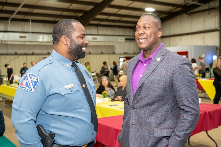 Major Terrence Benn, left, has been appointed to acting police chief by Howard County Executive Calvin Ball.