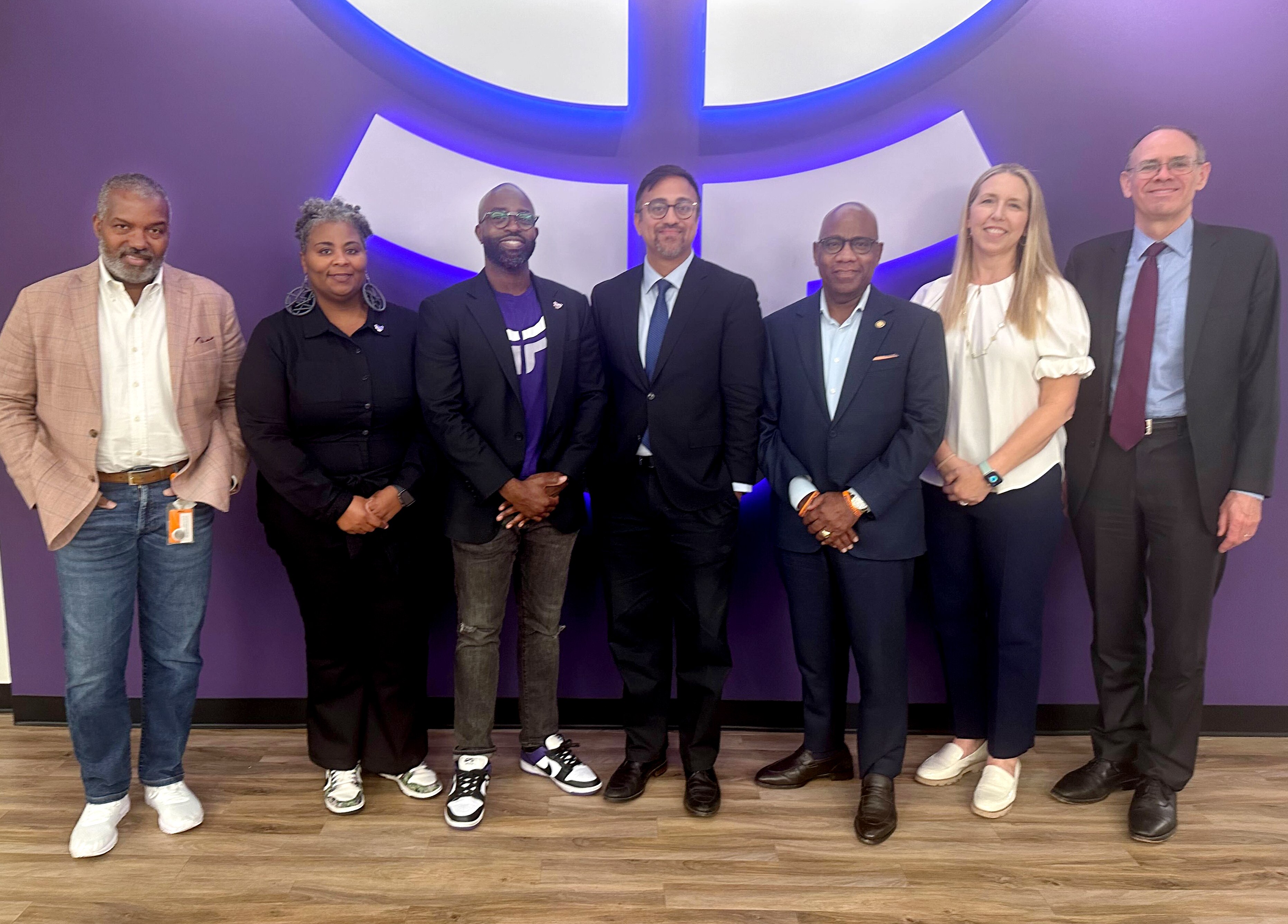 Six consortium members met downtown to livestream the Biden-Harris announcement of Baltimore's official Tech Hub designation. 