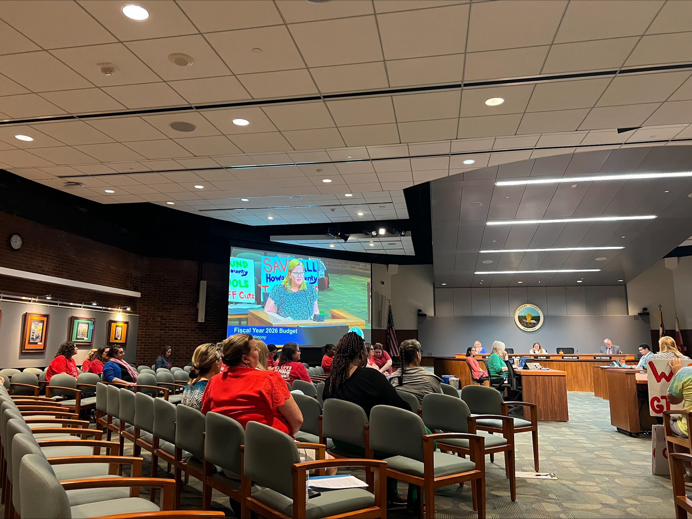 Community members packed the County Council's education budget public hearing on Wednesday, April 30.