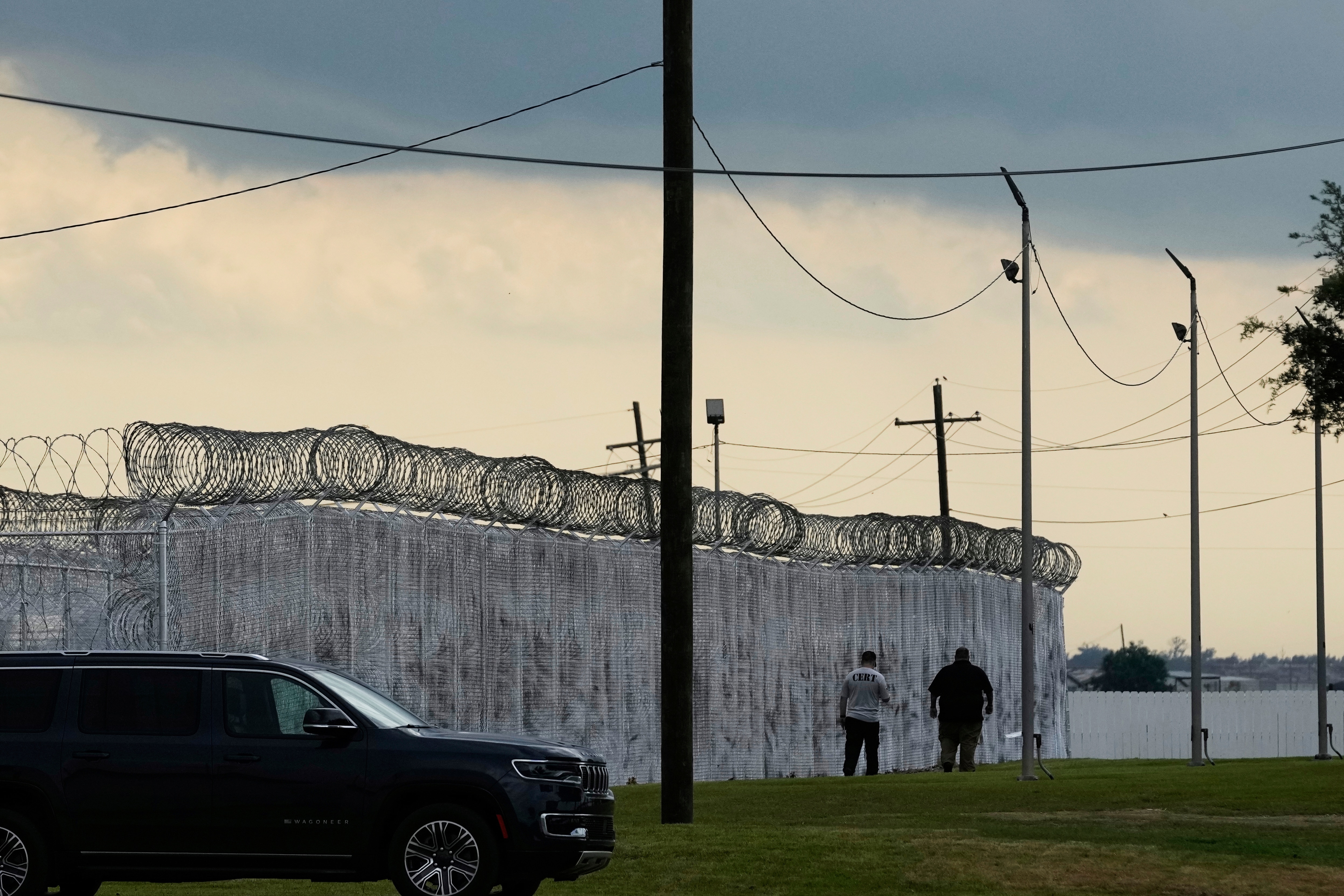 Prison facility with fencing.