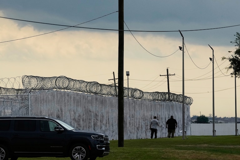 Prison facility with fencing.
