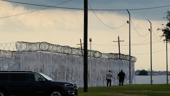 Prison facility with fencing.