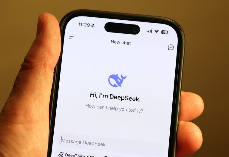 SAN ANSELMO, CALIFORNIA - JANUARY 27: In this photo illustration, the DeepSeek app is displayed on an iPhone screen on January 27, 2025 in San Anselmo, California. Newly launched Chinese AI app DeepSeek has surged to number one in Apple's App Store and has triggered a sell-off of U.S. tech stocks over concerns that Chinese companies' AI advances could threaten the bottom line of tech giants in the United States and Europe. (Photo Illustration by Justin Sullivan/Getty Images)