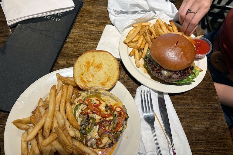 The burgers at Union Jack’s packed in a ton of flavor and fill you up.