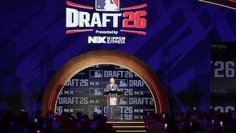 MLB Commissioner Rob Manfred speaks during the 2026 MLB Draft on July 11.