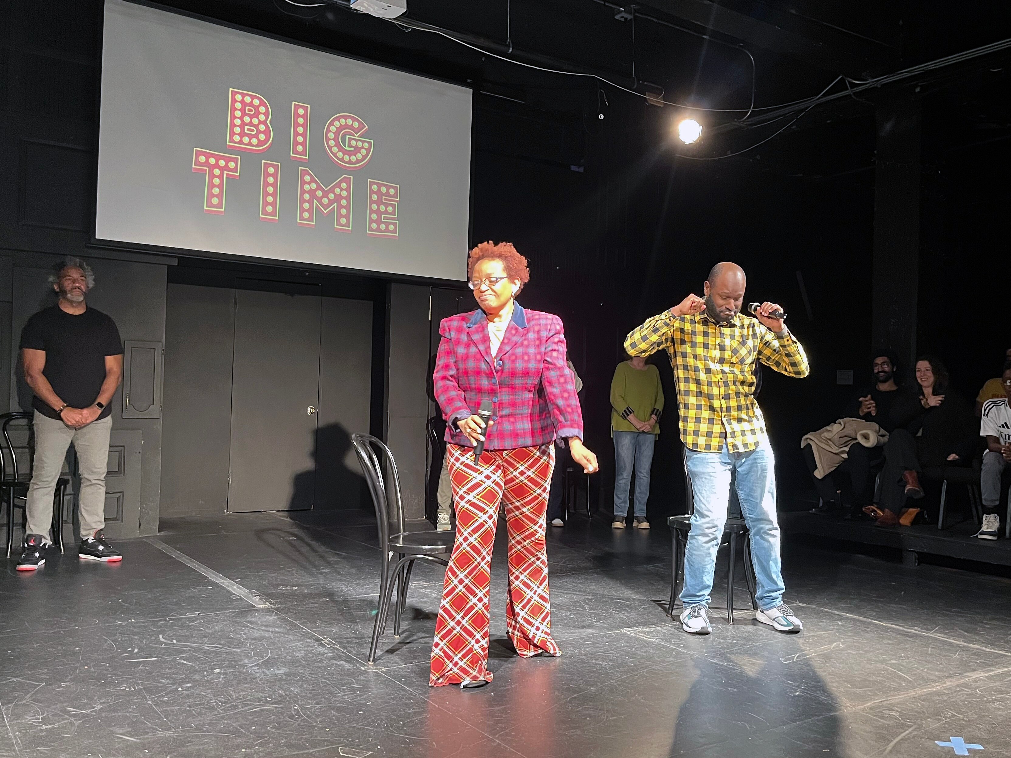 Leslie Gray Streeter performs with Baltimore Improv Group’s Thomas Dotsry in November 2024.