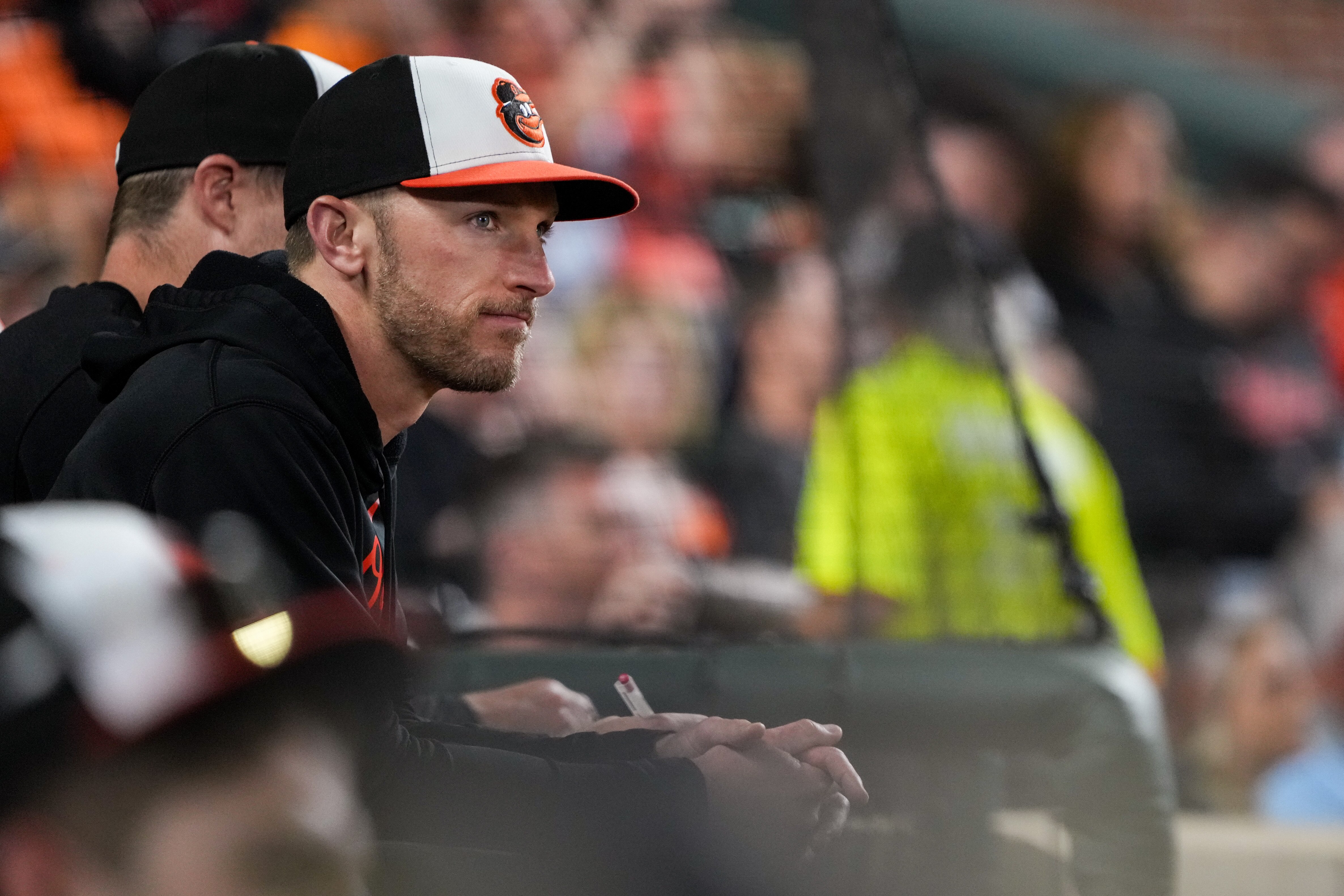 Baltimore Orioles hitting coach Ryan Fuller watches from the dugout during a game against the Chicago White Sox at Camden Yards in Baltimore on September 3, 2024.