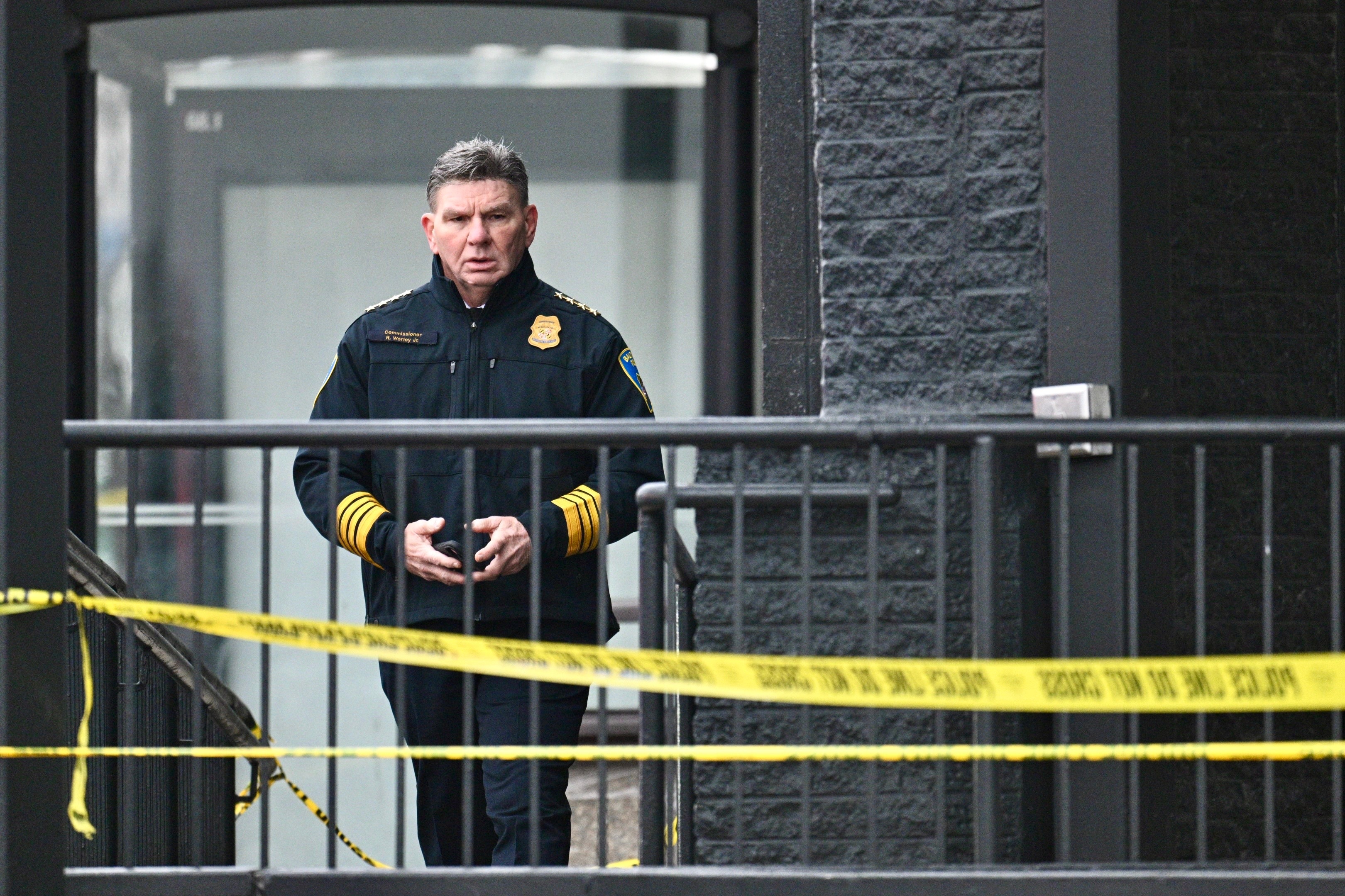 Police commissioner Richard Worley on site of a shooting on the 1400 block of East North Avenue, at the Eastside District Court, on Friday, January 31, 2025.