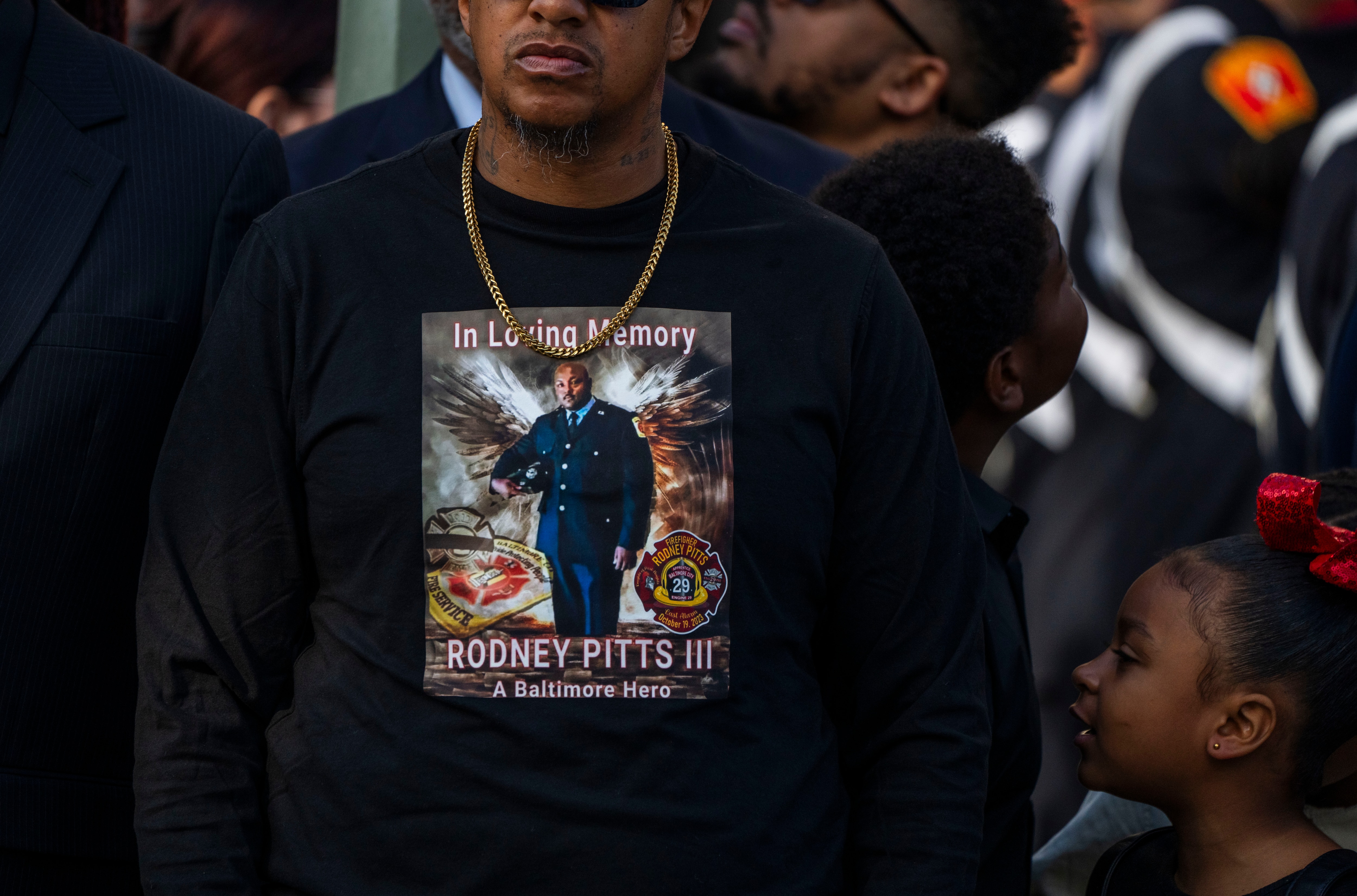 Baltimore City firefighter Rodney Pitts’ memorial service took place at the Cathedral of Mary Our Queen with hundreds of loved ones and mourners.